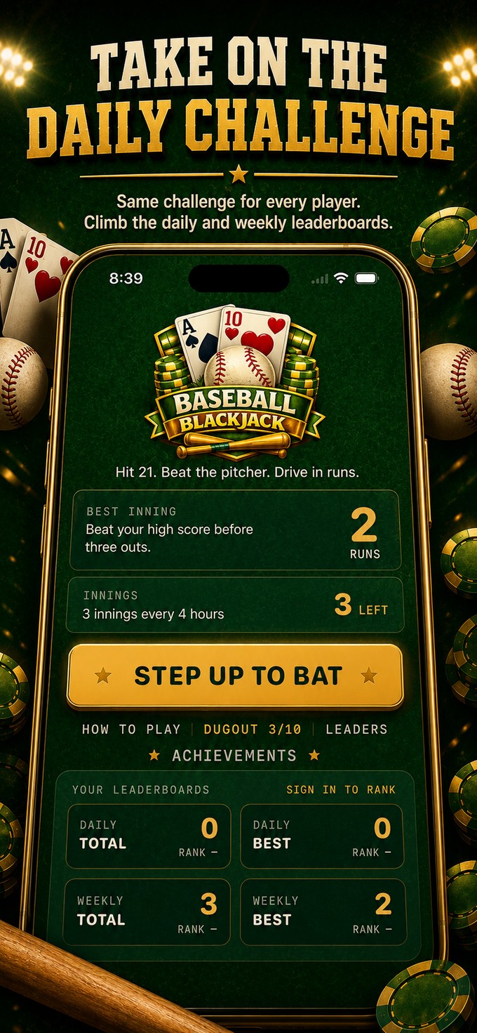 Baseball Blackjack daily challenge