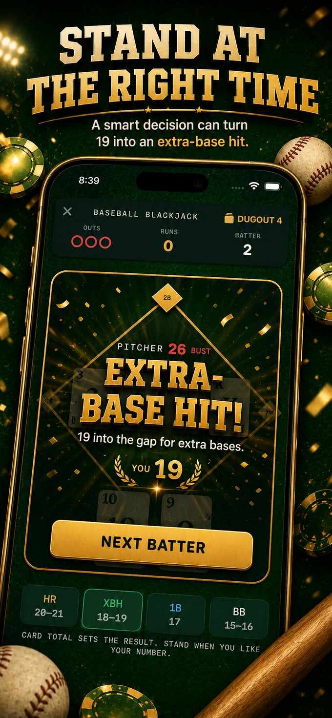 Baseball Blackjack extra-base hit